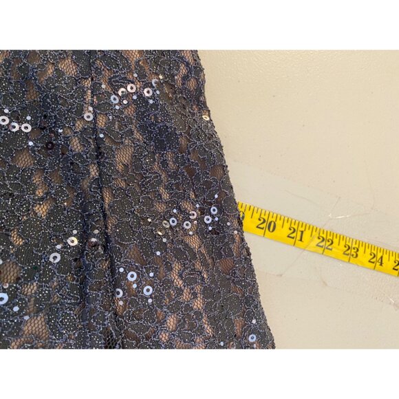 Morgan & Co. Sequin Halter Dress Sheer Insets & Keyhole Back Size 13 - Picture 13 of 14